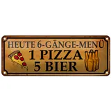 femer gmbh Blechschild 6 Gänge Menü 1 Pizza 5 Bier, 2 verschied Größen Blechschilder