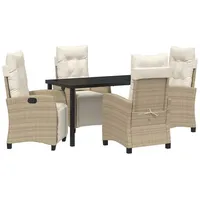 VidaXL 5-teiliges Garten-Esszimmer-Set Sandfarben Poly-Rattan