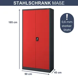 Jan Nowak Mehrzweckschrank 185 x 90 x 45 cm Anthrazit-Rot