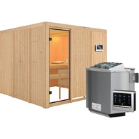 KARIBU Sauna Arvika inkl. 9 kW Bio-Ofen mit ext.