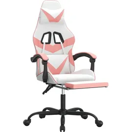vidaXL Gaming-Stuhl mit Fußstütze Weiß und Rosa