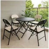 Hti-Living 4er Set Klappstühle mit Polsterung Metallgestell und Samtbezug Beige