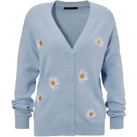Aniston CASUAL Strickjacke in Blau-Weiß-Gelb 36