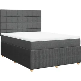 vidaXL Boxspringbett mit Matratze Dunkelgrau 140x200 cm Stoff