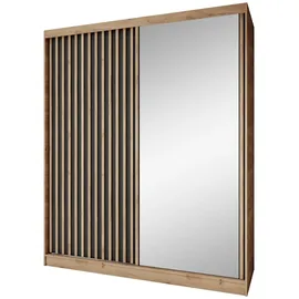 beautysofa Schwebetürenschrank Donatello 180 x 204,5 x 60 cm Eiche/Schwarz
