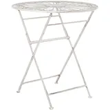 Garten Bistro Tisch Zusammenklappbar Metall Verwittert Effekt Weiß Scafa