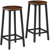 Tectake tectake® 2er Set Barhocker Industrial Style, mit höhenverstellbaren Kunststofffüßen, Sitzhöhe 66 cm