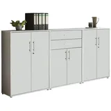 Mid.you Aktenschrank, Grau, Weiß, Holzwerkstoff, 5 Fächer, 2 Schubladen, 253.2x113.6x33 cm, Made in Germany, erweiterbar, in verschiedenen Größen erhältlich, abschließbar, Arbeitszimmer, Aktenschränke