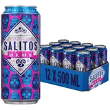 SALITOS BLUE Biermix, 12 x 0,5l Einweg Dosenbier, Biermischgetränk mit Blaubeeren Geschmack, prickelnde & fruchtige Beerennote, 5,0% Vol. – Perfekt für einen Abend mit seinen Freunden