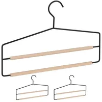 Relaxdays 15 x Hosenbügel platzsparend schwarz Hellbraun,Schwarz