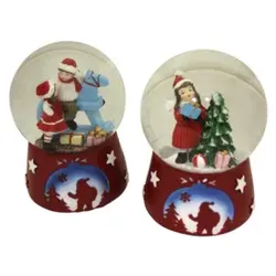 Weihn.Schneekugel Kinder sortiert 52862 10,5x10,5x14,5cm