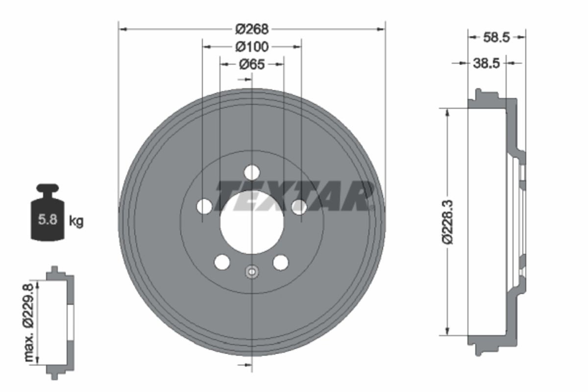 Tambour de frein TEXTAR 94046000