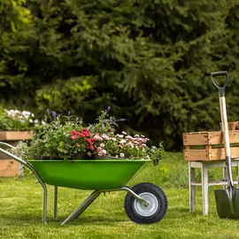 Relaxdays Schubkarrenrad 2er Set, 2.50-4, luftbereift, 2 PR, Ersatzrad bis 100 kg, Luftreifen Stahlfelge, schwarz/silber