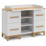 VitaliSpa Wickelkommode Malia, 133 x 70 cm, Weiß Eiche, Wickeltisch, Wickelauflage