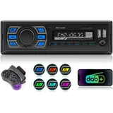 DAB/DAB+ 1Din Autoradio Bluetooth Freisprecheinrichtung, Hikity Auto MP3 Player Unterstützung für das Aufladen von Mobiltelefonen FM Radio mit USB AUX TF