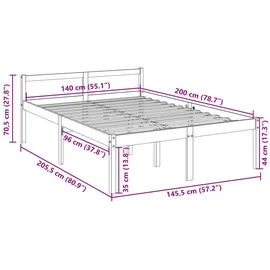 vidaXL Seniorenbett Weiß 140x200 cm Massivholz Kiefer