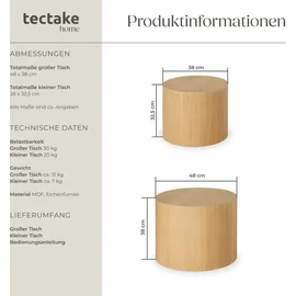 Tectake Danny Braun Eichenoptik 2er Set 50 x 50 x 45 cm