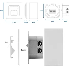 deleyCON 10x CAT6a Universal Netzwerkdose - 1x RJ45 Port - Geschirmt - Aufputz oder Unterputz - 10 Gigabit Ethernet Netzwerk - EIA/TIA 568A&B - Weiß