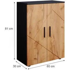 Vicco Midischrank 60 x 81 x 30 cm Anthrazit/Goldkraft Eiche