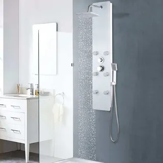 vidaXL Duschpaneel Glas 25×44,6×130 cm Weiß