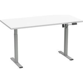 VCM Schreibtisch weiß rechteckig, T-Fuß-Gestell silber 110,0 x 50,0 cm