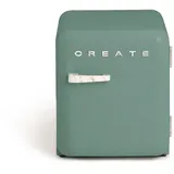 CREATE / RETRO FRIDGE 50 MARBLE/Kühlschrank in Salbeigrün, Griff Marmor / 85W, Minibar, eine Regalfläche, Retro-Design, 50cm, zwei Ablagen, 48L Fassungsvermögen, energiesparend, 50x44x49,8cm