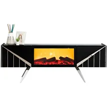 JVmoebel Designer TV-Möbel Lowboard 56 cm X 35 cm Schwarz Holz/Metall/MDF