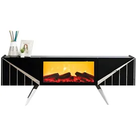 JVmoebel Designer TV-Möbel Lowboard 56 cm X 35 cm Schwarz Holz/Metall/MDF