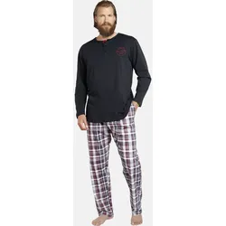 Schlafanzug JAN VANDERSTORM "3 tlg. Schlafanzug HELIMAR", Herren, Gr. 5XL, bunt (dunkelblau dunkelrot), Obermaterial: 100% Baumwolle CO., Homewear-Sets