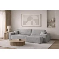 Kaiser Möbel Ecksofa mit schlaffunktion und bettkasten BEST XL, stoff Poso Dicker Cord, Grau, Rechts - Grau