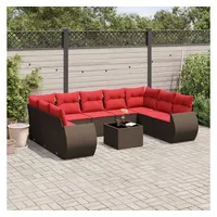 vidaXL Gartensofa-Set 10-tlg. braun Polyrattan