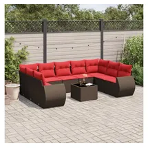 vidaXL Gartensofa-Set 10-tlg. braun Polyrattan