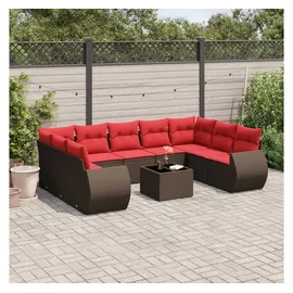 vidaXL Gartensofa-Set 10-tlg. braun Polyrattan