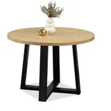 Compleo Esstisch Rund, Loft Design, 100-180 cm, Küchentisch ausziehbar ARIO braun|schwarz