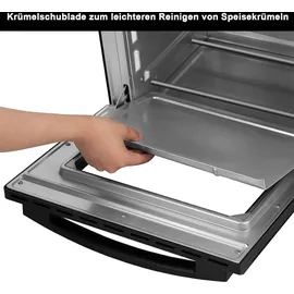 Woltu Mini Backofen 21 L, elektrischer Minibackofen, Miniofen, Pizzaofen, 1280 W, 100-230 °C, Timer 60 Min., Ober-/Unterhitze, Doppelverglasung, Schwarz