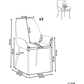 Beliani Esszimmerstuhl 2er Set LOVERNA Cord Beige
