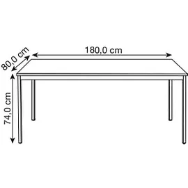 Sodematub Mehrzwecktisch lichtgrau, dunkelgrau rechteckig, Vierkantrohr grau, 180,0 x 80,0 x 74,0 cm