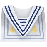 Boland 44354 - Matrosen-Kragen, Weiß-Blau mit gelber Anker-Stickerei, Seefahrer, Kapitän, Schiff, Accessoire, Kostüm, Karneval, Mottoparty