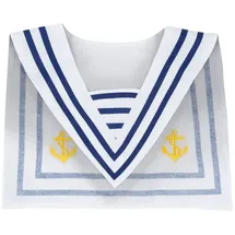 Boland 44354 - Matrosen-Kragen, Weiß-Blau mit gelber Anker-Stickerei, Seefahrer, Kapitän, Schiff, Accessoire, Kostüm, Karneval, Mottoparty