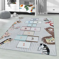 Kinderteppich AYYILDIZ TEPPICHE "PLAY 2903", grau, B:80cm H:6mm L:120cm, Polyamid, Teppiche, robuster Kurzflor, Spiel Teppich, Kinderzimmer