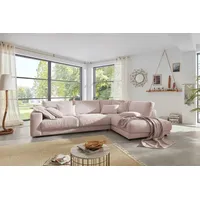 KAWOLA Ecksofa Madeline Cord Recamiere rechts rosa