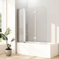 Boromal Duschwand für Badewanne, Duschwand 160x140cm 3-teilig faltbar Duschwand Badewannenaufsatz Badewannenfaltwand Faltwand Duschabtrennung für Badewanne mit 6mm NANO Sicherheitsglas