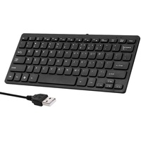K-1000 Mini-Tastatur 78-Tasten-Mini-Tastatur USB-faehige kabelgebundene Tastatur Schokoladentastatur Tragbare Buerotastatur Schwarz