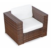 XINRO (1er Premium Lounge Sessel - Lounge Sofa Gartenmöbel günstig Loungesofa Polyrattan XXL Rattan Sessel - In/Outdoor - handgeflochten - mit Kissen - braun