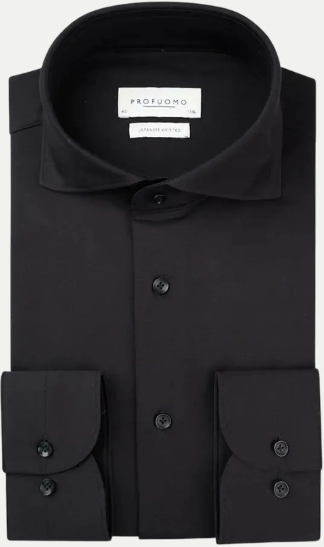 Slim-Fit Hemd Japanese Knitted Schwarz 41