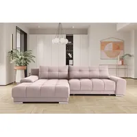 Kaiser Möbel Chaiselongue Ecksofa mit schlaffunktion und bettkasten, Eckcouch WAVE, mit Relaxfunktion, made in Europe, mit Bettfunktion und Staukasten rosa