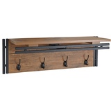 Mendler Wandgarderobe HWC-A27, Garderobe Regal, 4 Haken 24x75x24cm 3D-Struktur Wildeiche-Optik