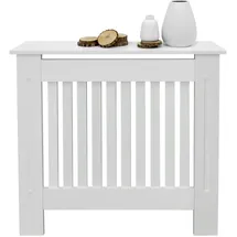 ECD Germany Heizkörperverkleidung Landhausstil 78x19x82 cm Weiß aus MDF lackiert für Schlafzimmer Wohnzimmer - Heizungsverkleidung Heizkörperabdeckung