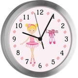 CreaDesign Kinder Funkwanduhr mit (Wunsch) Namen | Kinderzimmer Funkuhr| mit Analog ? Ziffernblatt | geräuscharm | Wanduhr Kind | Motiv Ballerina