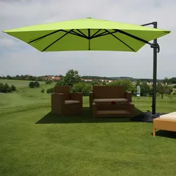 Mendler Gastronomie-Ampelschirm HWC-A96, 3x3m (Ø4,24m) Polyester Alu/Stahl 23kg ~ grün mit Ständer